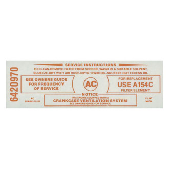 QRP® - Air Cleaner Service Decal with A154C