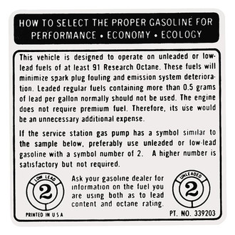 QRP® - Fuel Recommendation Decal (#339203)