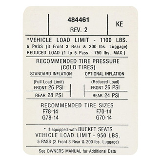 QRP® - Tire Pressure Decal KE, #484461
