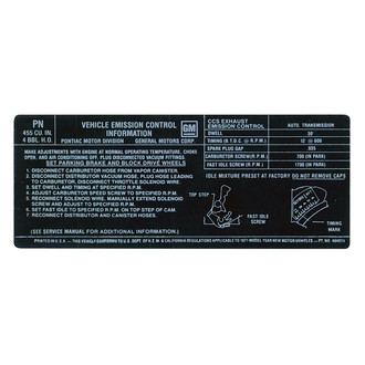 QRP® - Emissions Decal 455-4V, HO, AT, PN, 484674