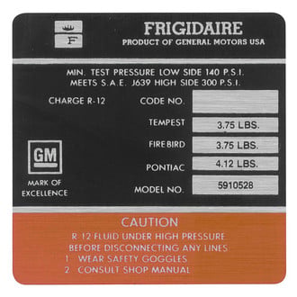 QRP® - Model 5910528 A/C Compressor Decal