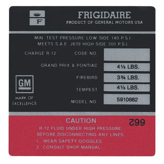 QRP® - Model 5910775 A/C Compressor Decal