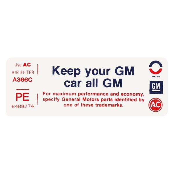 QRP® - "Keep Your GM Car All GM" PE Technical Decal