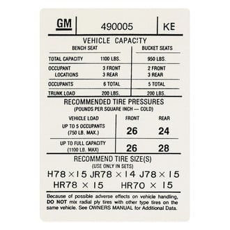 QRP® - Tire Pressure Decal KE, #490005