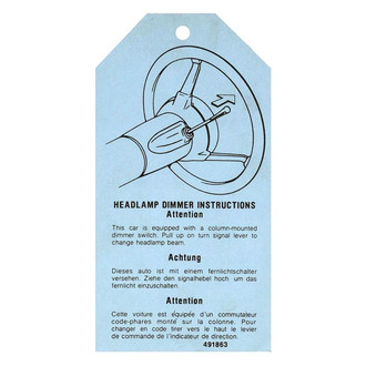 QRP® - Headlight Dimmer Instruction Tag
