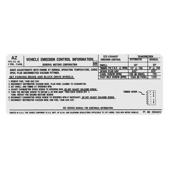QRP® - Emissions Decal 454 4V, 425HP