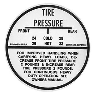 QRP® - Tire Pressure Decal AH, #3934883