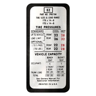QRP® - Tire Pressure Decal EZ, #3982184