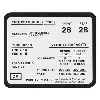 QRP® - Tire Pressure Decal