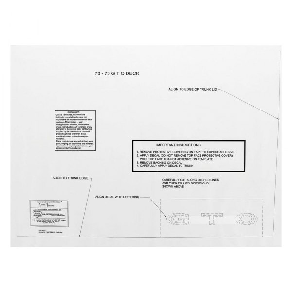 QRP® - GTO - Positioning Template Trunk Lid Decal