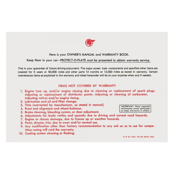 QRP® - Pontiac Owner’S Manual Envelope