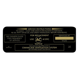 QRP® - Air Cleaner Service Decal with A109C