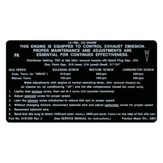 QRP® - Emissions Decal 250, 1 bbl, PA