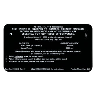 QRP® - Emissions Decal 350/400/428 4V, PE