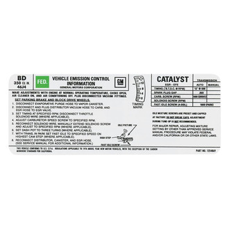 QRP® - Emissions Decal 350 4V, AT, BD, 1284869