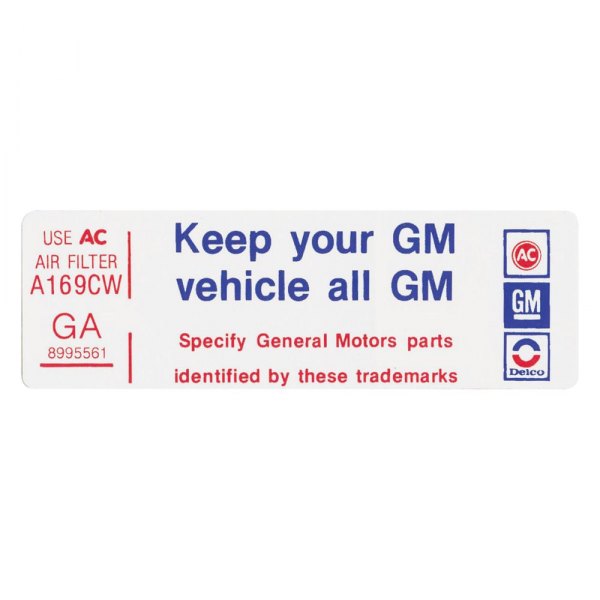 QRP® - "Keep Your GM Car All GM" GA Technical Decal