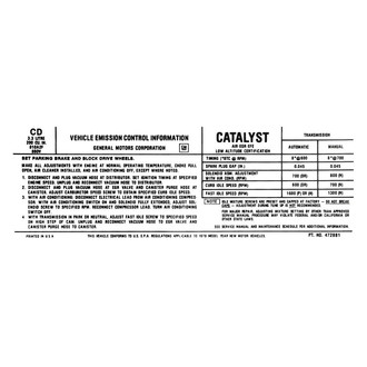 QRP® - Emissions Decal 200, 1bbl, CD, 472881