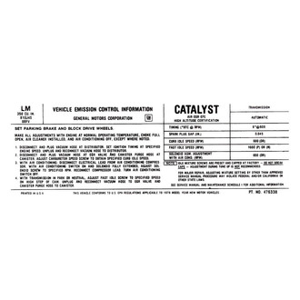 QRP® - Emissions Decal 350, Auto, 4bbl, LM, 476338