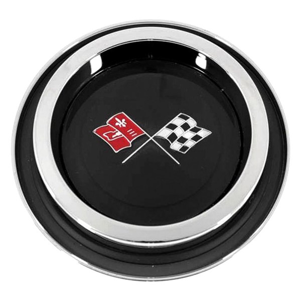 QRP® - Black Wheel Center Cap Emblem With a Black Background and Chevrolet Crossed Flags