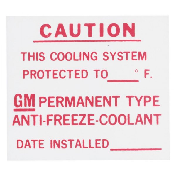 QRP® - Dealer Installed Anti-Freeze Engine Compartment Decal