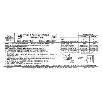 QRP® - Emissions Decal 350, 4bbl, BC