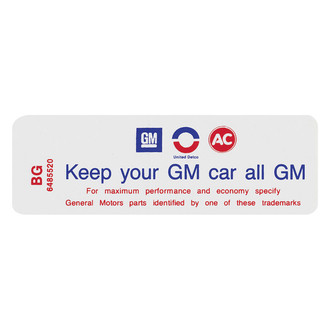 QRP® - "Keep Your GM Car All GM" BG Technical Decal