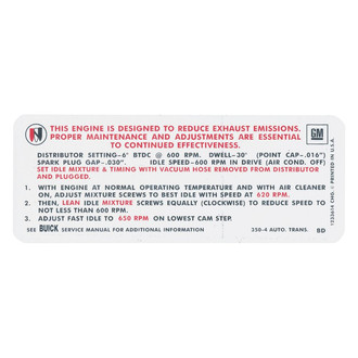 QRP® - Emissions Decal 350, 4bbl, AT, BD, Early