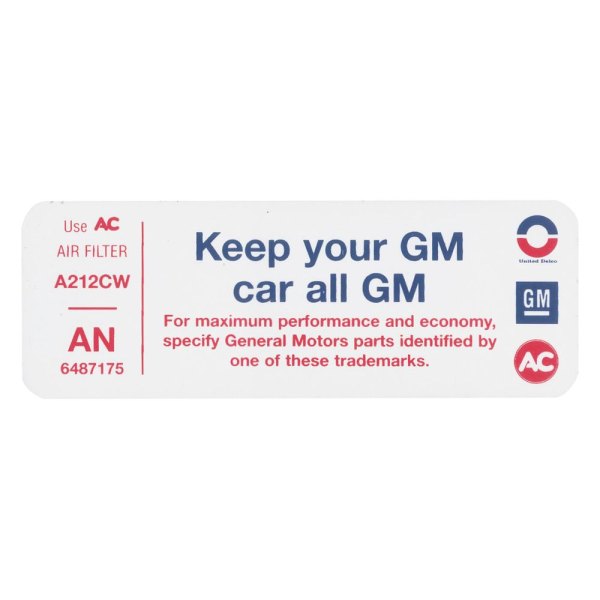 QRP® - "Keep Your GM Car All GM" AN Technical Decal
