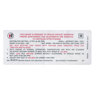QRP® - Emissions Decal 400, 4bbl, AT, BD