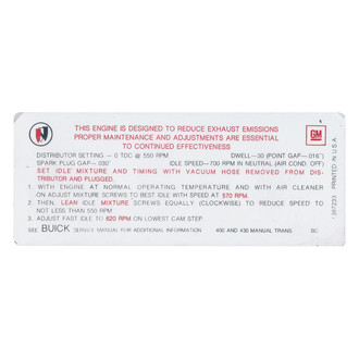 QRP® - Emissions Decal 400, 430, 4bbl, MT, BC