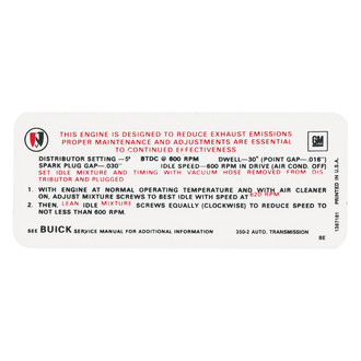 QRP® - Emissions Decal 350, 2bbl, AT, BE