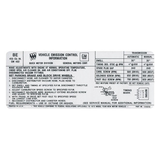 QRP® - Emissions Decal 455, 4bbl, BE