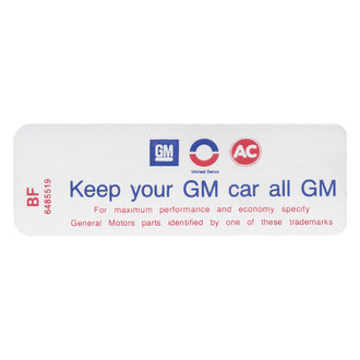 QRP® - "Keep Your GM Car All GM" BF Technical Decal