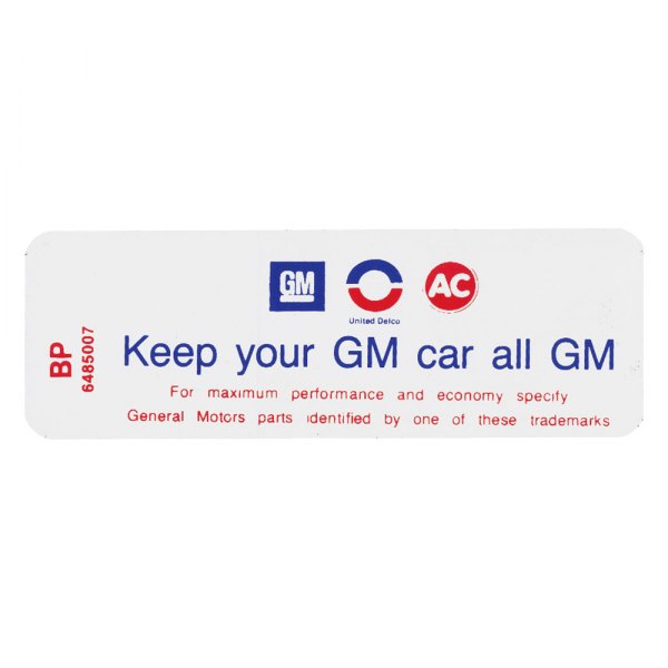 QRP® - "Keep Your GM Car All GM" BP Technical Decal
