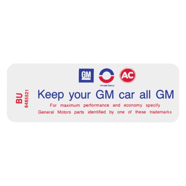 QRP® - "Keep Your GM Car All GM" CE Technical Decal