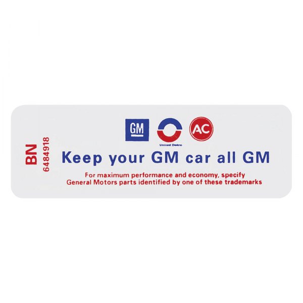 QRP® - "Keep Your GM Car All GM" BN Technical Decal