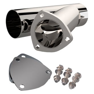 QTP® - Stainless Steel Polished Exhaust Cutout Y-Pipe (3" Diameter)