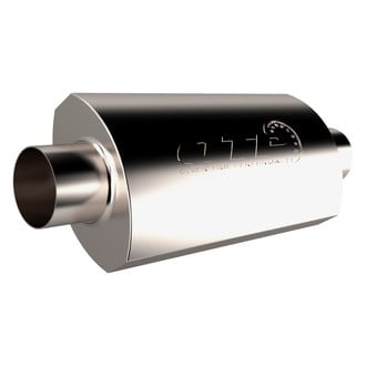 QTP® - AR3 304 Stainless Steel Oval Brushed Exhaust Muffler (3" Center ID, 3" Center OD, 13" Length)