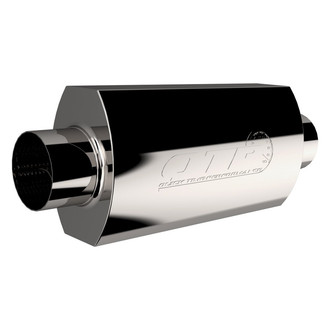 QTP® - AR3 304 Stainless Steel Oval Brushed Exhaust Muffler (3.5" Center ID, 3.5" Center OD, 13" Length)
