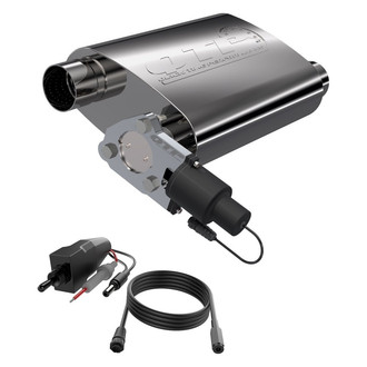 QTP® - Screamer 304 Stainless Steel Oval Reverse Brushed Exhaust Muffler (2.5" Offset ID, 2.5" Offset OD, 13.25" Length)