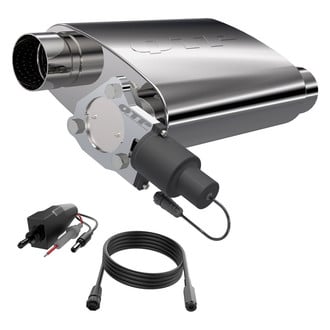 QTP® - Screamer 304 Stainless Steel Oval Reverse Brushed Exhaust Muffler (3" Offset ID, 3" Offset OD, 13.25" Length)