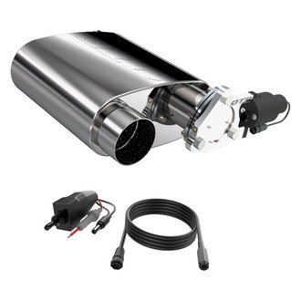 QTP® - Screamer 304 Stainless Steel Oval Reverse Brushed Exhaust Muffler (3" Offset ID, 3" Offset OD, 10" Length)