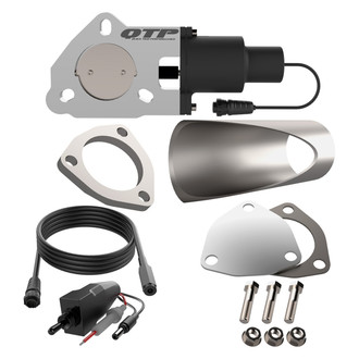 QTP® - QTEC Aluminum/Stainless Steel Natural Single Electric Exhaust Cutout Combo Kit (2.5" Diameter)