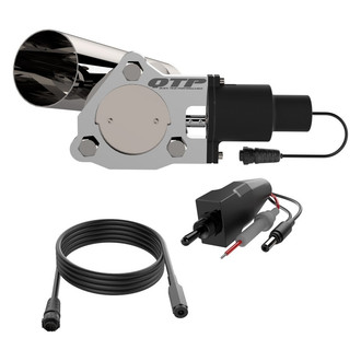 QTP® - QTEC Aluminum/Stainless Steel Natural Single Electric Exhaust Cutout Combo Kit (3" Diameter)