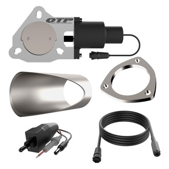 QTP® - QTEC Aluminum/Stainless Steel Natural Single Electric Exhaust Cutout Combo Kit (3" Diameter)