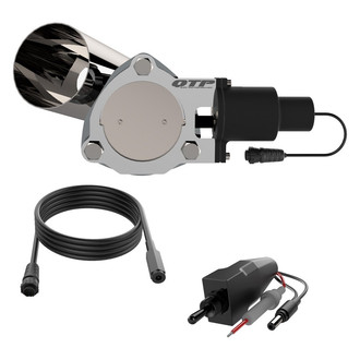 QTP® - QTEC Aluminum/Stainless Steel Natural Single Electric Exhaust Cutout Combo Kit (3.5" Diameter)