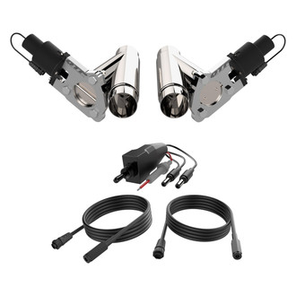 QTP® - QTEC Aluminum/Stainless Steel Natural Dual Electric Exhaust Cutout Combo Kit (2.25" Diameter)