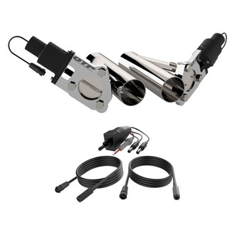 QTP® - QTEC Aluminum/Stainless Steel Natural Dual Electric Exhaust Cutout Combo Kit (2.5" Diameter)