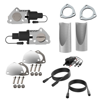 QTP® - QTEC Aluminum/Stainless Steel Natural Dual Electric Exhaust Cutout Combo Kit (2.5" Diameter)