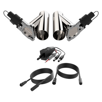 QTP® - QTEC Aluminum/Stainless Steel Natural Dual Electric Exhaust Cutout Combo Kit (3" Diameter)